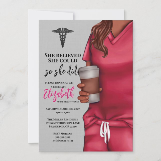 Pink Scrubs Nursing School Graduation Invitation (Devant)