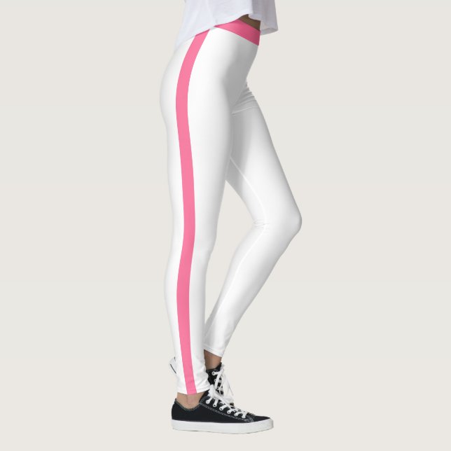 Pink Side Stripe White Leggings Choose Colors (Droite)