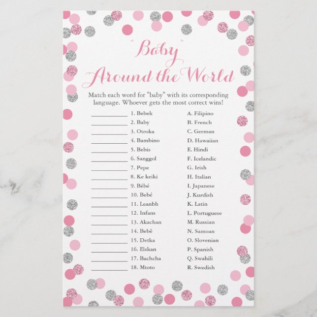 Pink Silver Baby autour du monde jeu de traduction (Devant)