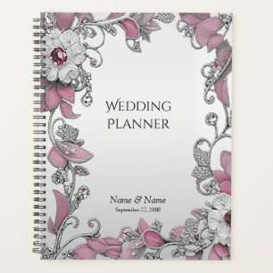 Pink Silver Blanc Floral Planner