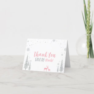 Pink & Silver Winter Wonderland Carte de remerciem