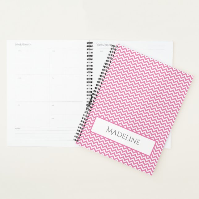 Pink Simple Chevron Personnalisé Planner (Devant avec enveloppe)