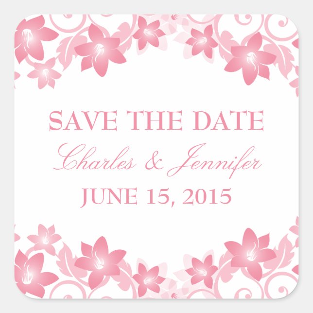 Pink simple Floral Enregistrer les stickers Date (Devant)