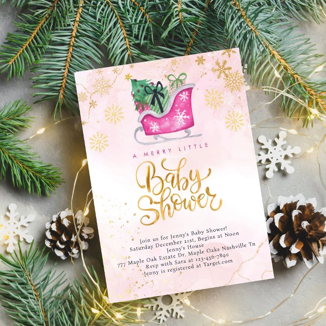 Pink Sleigh Une Jolie Petite Invitation Baby showe (Créateur téléchargé)