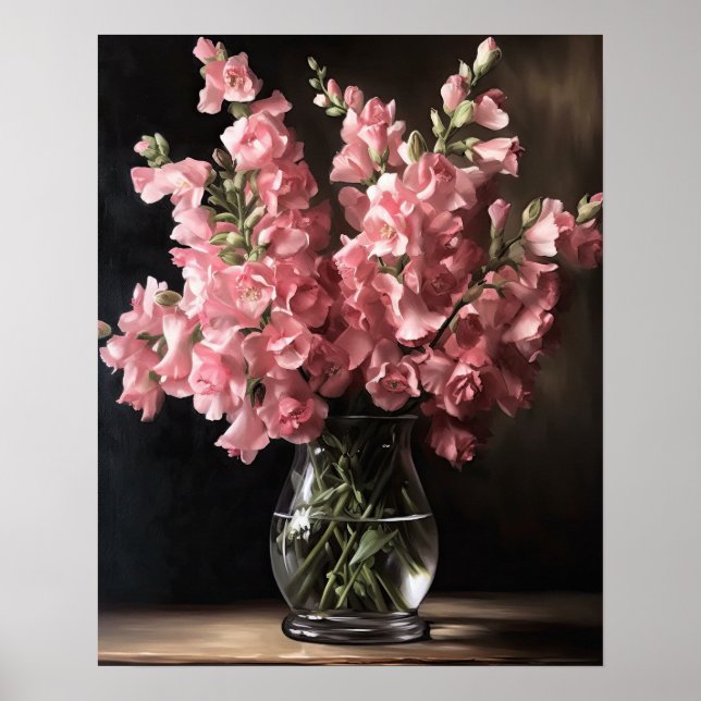 Pink Snapdragon Fleurs Art Imprimer Poster (Devant)