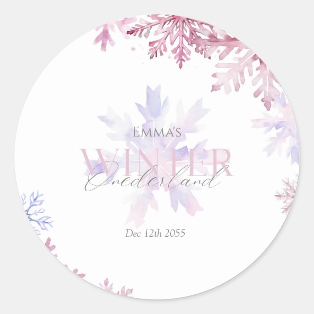 Pink Snowflake Envelope Seal Sticker Winter  (Devant)