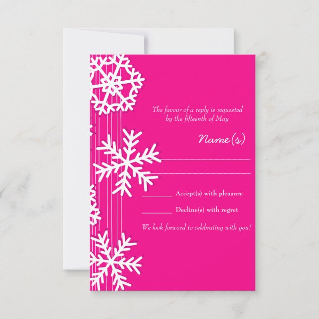 Pink Snowflakes carte Noël RSVP (Devant)