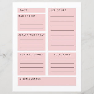 Pink Social Media Influencer Planificateur quotidi