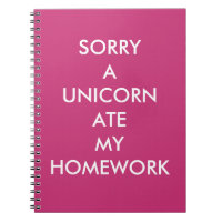 Pink SORRY A UN UNICORN MANGÉ MON Carnet DE TRAVAI