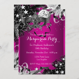 Pink Sparkle Magical Night Masquerade Invitation