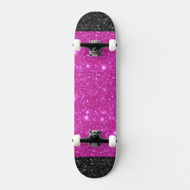Pink Sparkle w Black Star Ends Girls Skateboard (Recto)