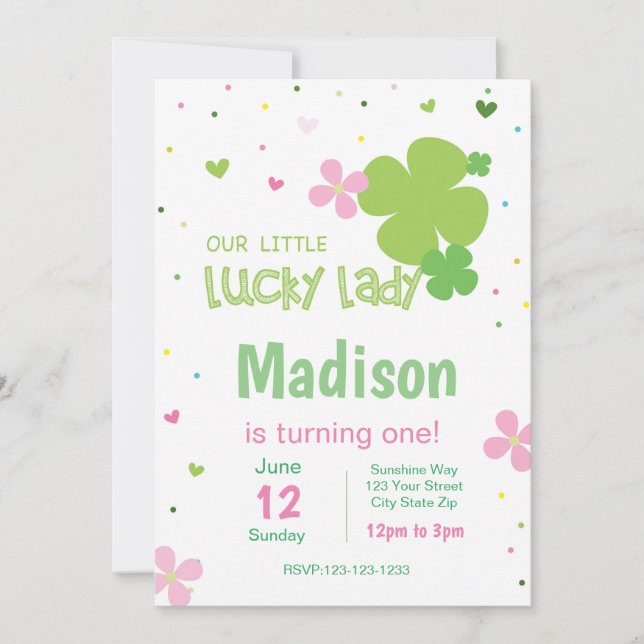 Pink St. Patrick's Day Invitation d'anniversaire (Devant)