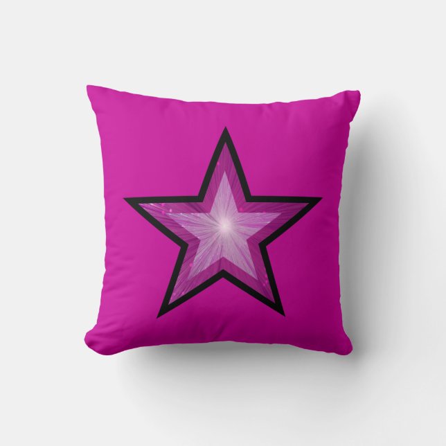 Pink Star Black 'Text' lancer oreiller carré rose (Recto)