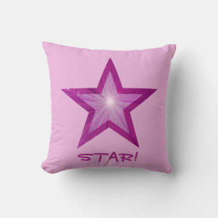 Pink Star 'STAR!' lancer oreiller carré rose pâle 