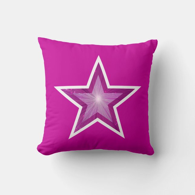 Pink Star 'Texte' lancer oreiller carré blanc (Recto)