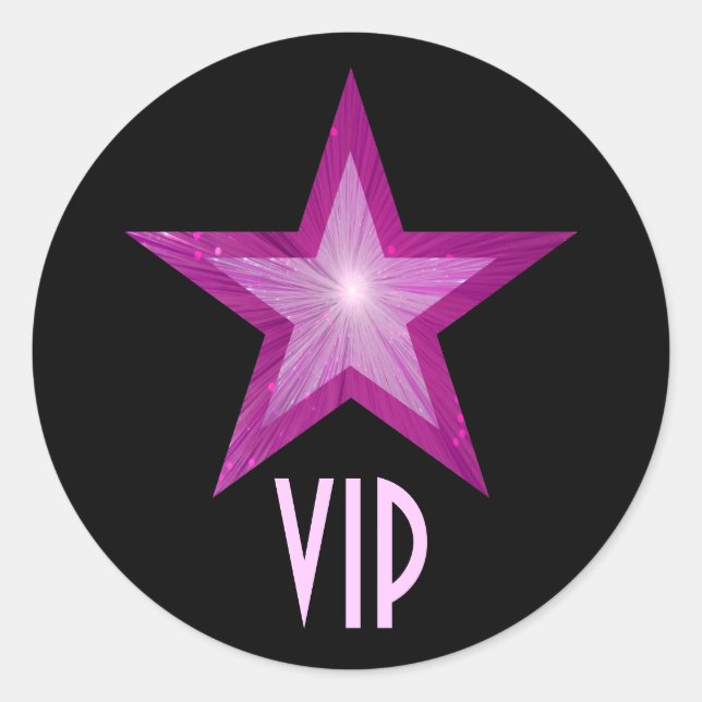 Pink Star VIP autocollant rond noir (Devant)