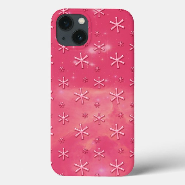 Pink Starry Sky Astrisk Motif iPhone 13 Coque (Verso)