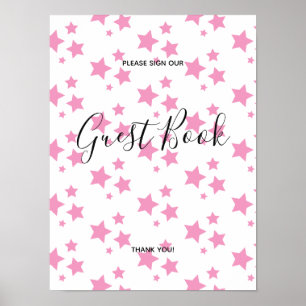 Pink Stars Design moderne Book Sign Poster