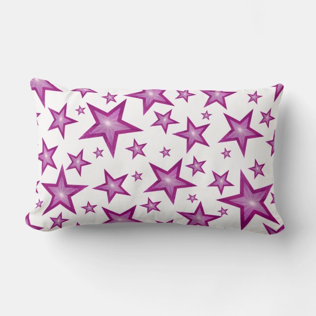 Pink Stars imprimé lancer oreiller lumbar blanc (Recto)
