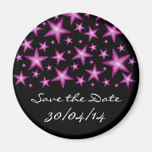 Pink Stars 'Save the Date' frigo aimant noir