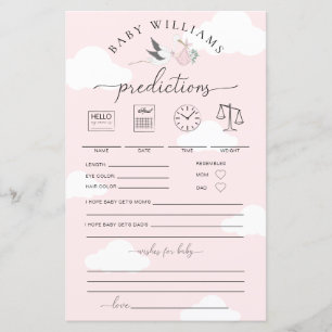 Pink Stork Baby Predictions Jeu