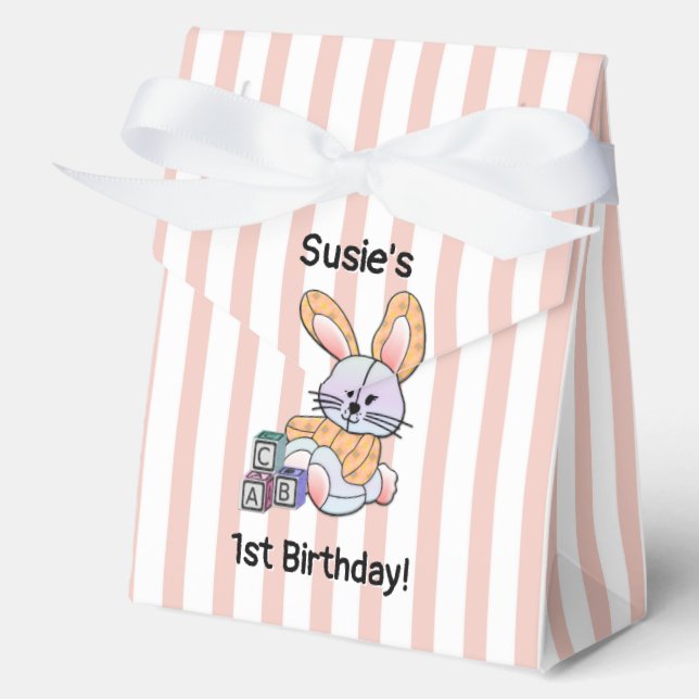 Pink Stripe Nursery Art - Bunny Ballotins (Recto)