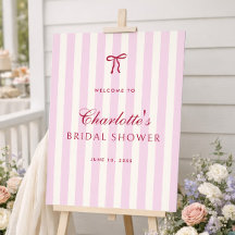 Pink Striped Preppy Bridal Shower Welcome