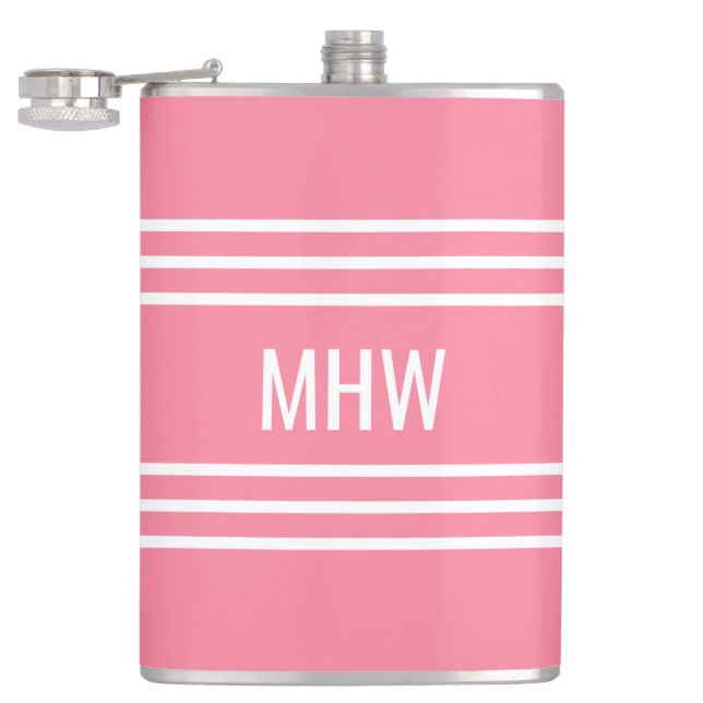 Pink Stripes flacon monogramme personnalisé (Ouvert)