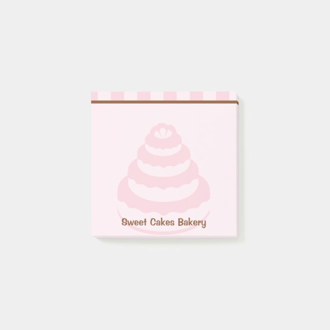 Pink Stripes Gâteau Boulangerie Post-It Notepad (Devant)