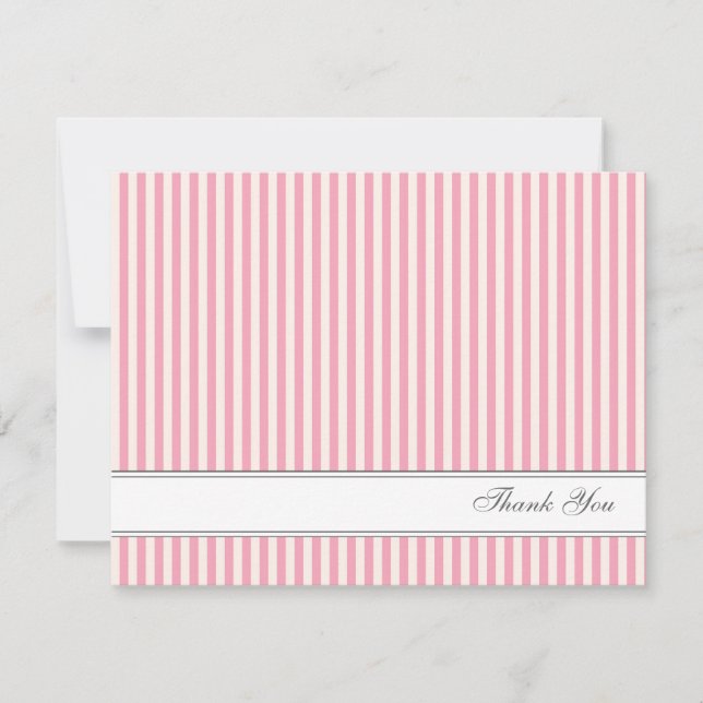 Pink Stripes Motif Flat Remerciements Note Cartes (Devant)