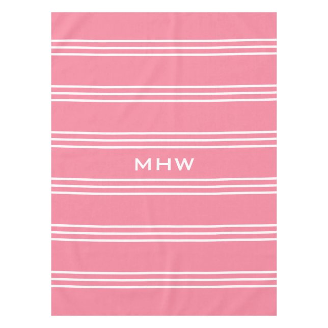 Pink Stripes personnalisées monogrammes nappes de  (Devant)