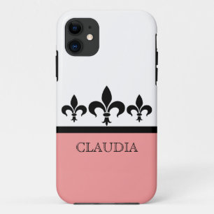 Pink Swanky Fleur De Lis BT iPhone 5 Coque