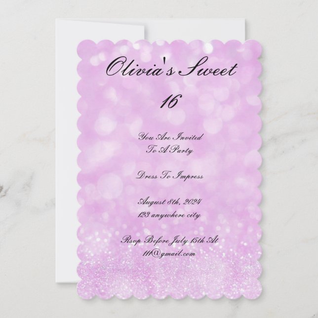 PINK SWEET 16 ANNIVERSAIRE INVITATION (Devant)