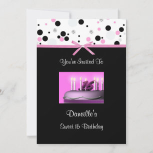 Pink Sweet 16 Cake Anniversaire Invitations