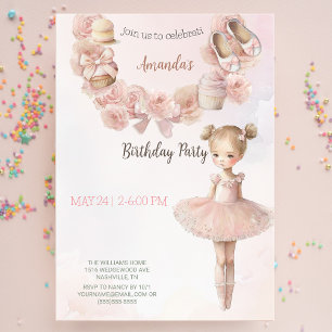 Pink Sweet Ballerina Invitation Anniversaire