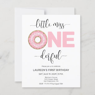 Pink Sweet Little MI 1er Anniversaire Invitations