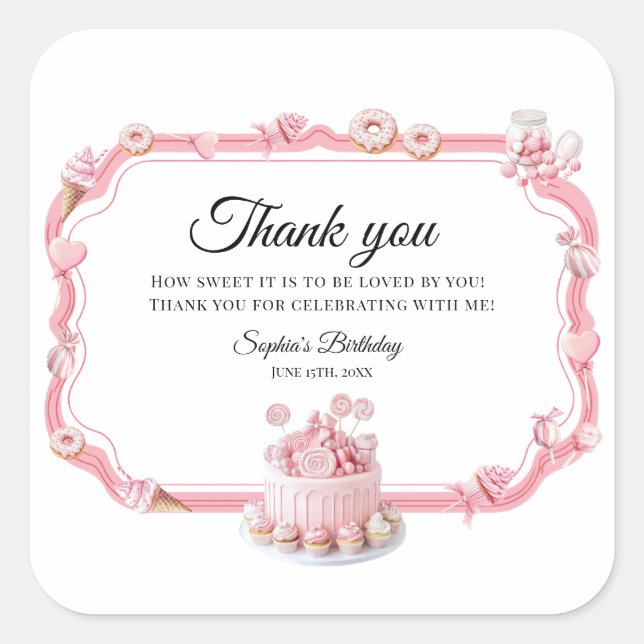Pink Sweet One Birthday Favor Stickers (Devant)