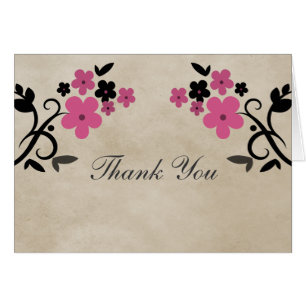 Pink Sweet Vintage Floral Thank You Card