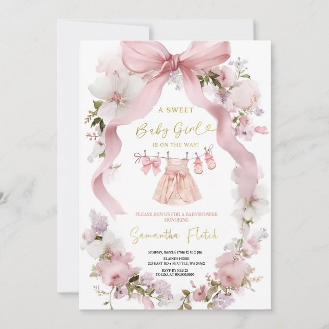 PINK  SWEETHEART BABYSHOWER PARTY INVITATION (Devant)