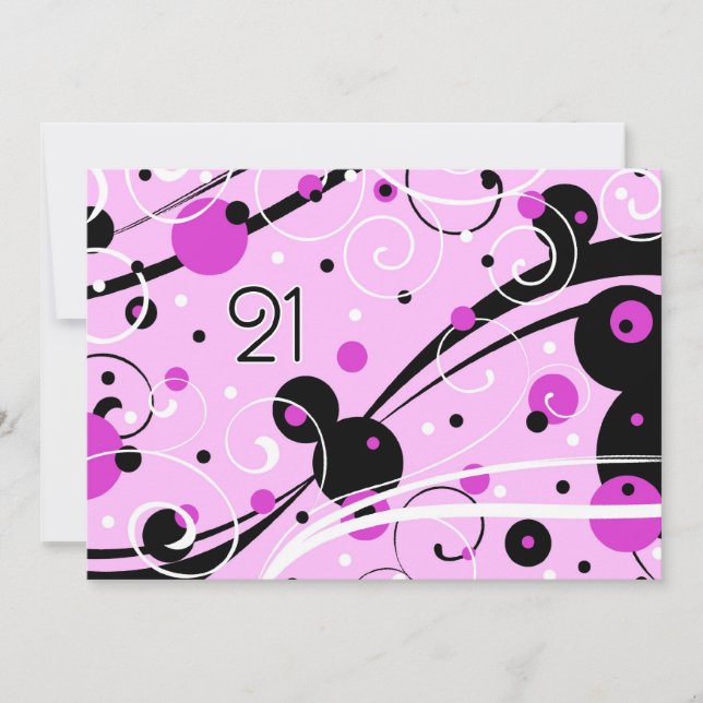 Pink Swirls 21e anniversaire Cartes d'invitation (Devant)