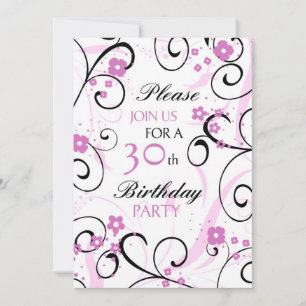 Pink Swirls 30e carte d'invitation à la fête d'ann