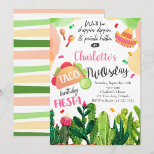 Pink Taco Deux Filles Anniversaire Fête Invitation