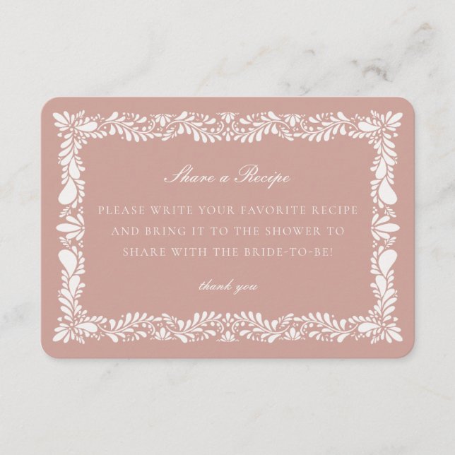 Pink Talavera Tile Share Recette Invitation Insert (Devant)
