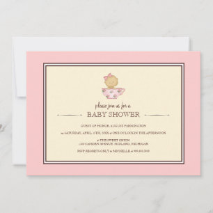 Pink Teacup Baby Shower Invitations