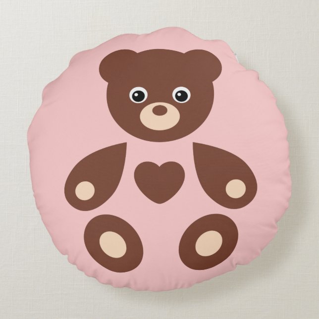 Pink Teddy Ours Monogramme Baby Coussin (Dos)