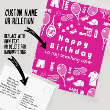 Pink 💗 Tennis 🎾 Bonne Carte Postale Anniversaire