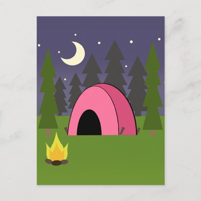 Pink Tent Camping Anniversaire Carte postale Invit (Devant)