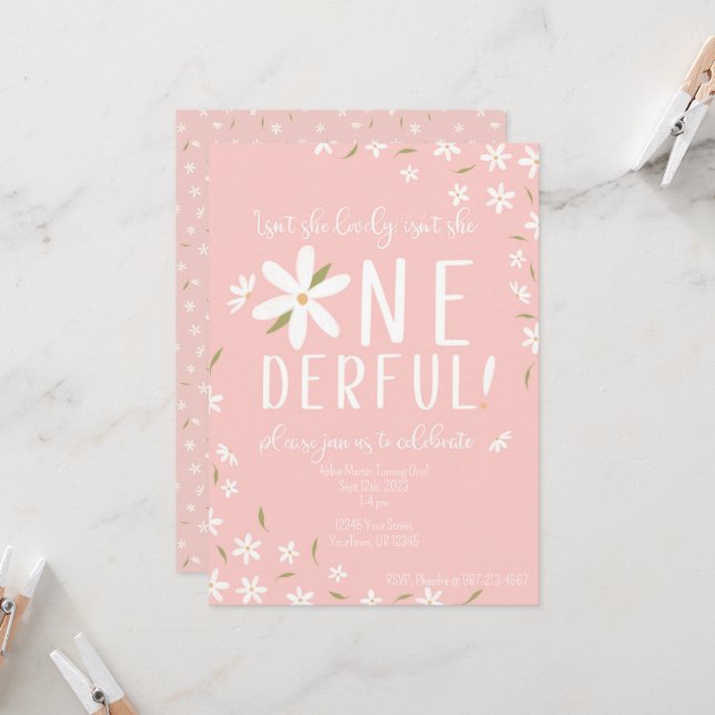 Pink Theme n'est-elle pas Onederful Invitation d'a (Devant/Arrière en situation)