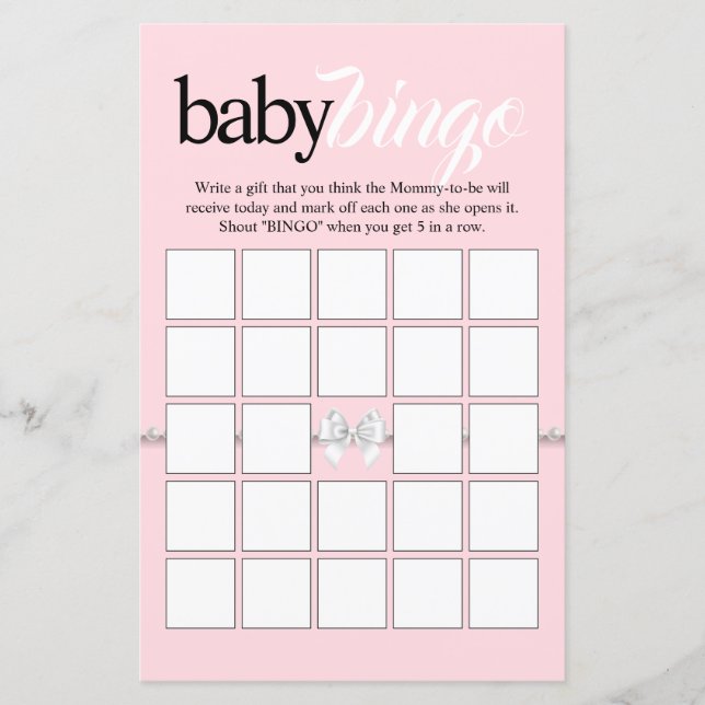Pink Tiffany thème Bingo Baby shower Jeu (Devant)