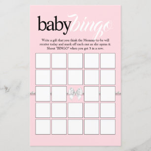 Pink Tiffany thème Bingo Baby shower Jeu